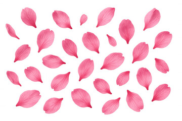 Delicate pink petals falling gracefully against a transparent background, creating a romantic and elegant floral pattern