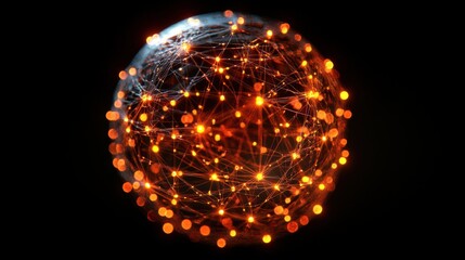 Naklejka premium Abstract network sphere with glowing connection points