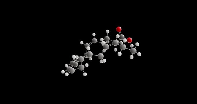 Eicosapentaenoic acid molecule, rotating 3D model of icosapentaenoic acid, looped video on a black background
