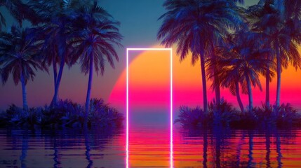 Neon Sunset Paradise: Tropical Island Gateway