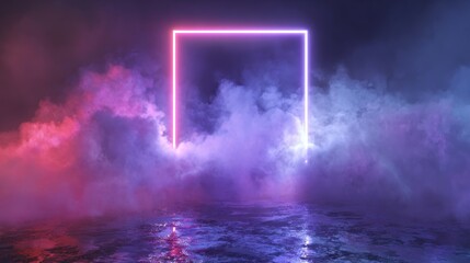Neon Glow: Mystical Portal in a Smoky Dreamscape