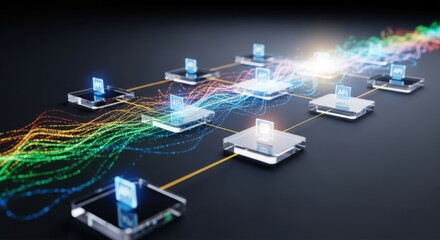 Digital Technology Network with Connected Devices and Data Streams