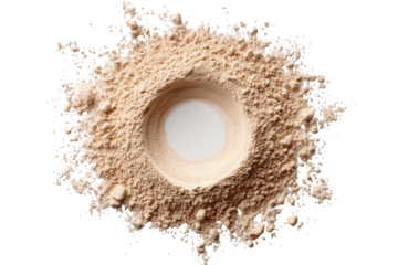 Light beige powder forms a circular well