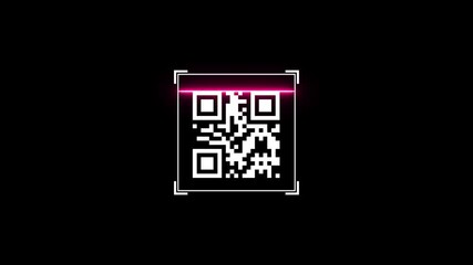 QR code animation. scan QR code motion.  QR code in a scanner with a laser beam. Digital Scanning the QR code 4k video. - Powered by Adobe