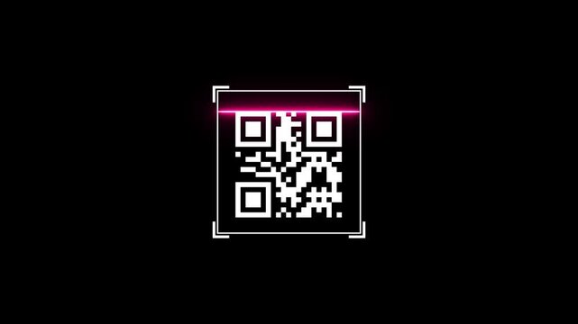 QR code animation. scan QR code motion.  QR code in a scanner with a laser beam. Digital Scanning the QR code 4k video. - Powered by Adobe