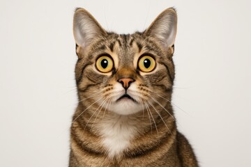 Obraz premium Adorable surprised feline with expressive wide eyes captured in perfect studio portrait