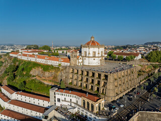 Obraz premium Monastery of Serra do Pilar in Porto City, Portugal. Close to Dom Luis I Bridge. Drone