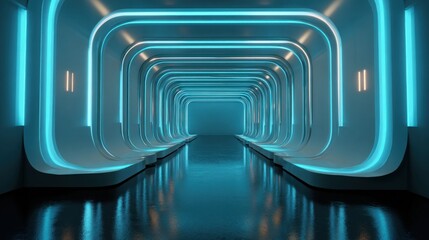 Futuristic Neon Tunnel: A Cyberpunk Corridor