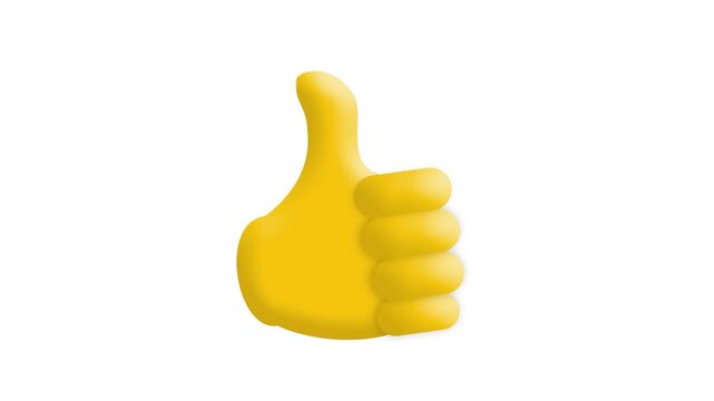 Animation of yellow thumbs up like symbol on white background