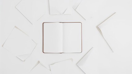 Looking down at unmarked paper stuck on a board