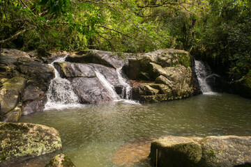 Cachoeira da Gurita, waterfall near Lagoa do Peri in Florianopolis island - Brazil