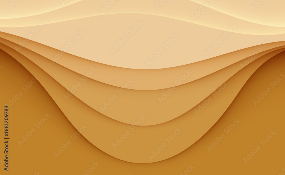 Wall mural gold yellow abstract wave background vector with gradient curves and artistic pattern