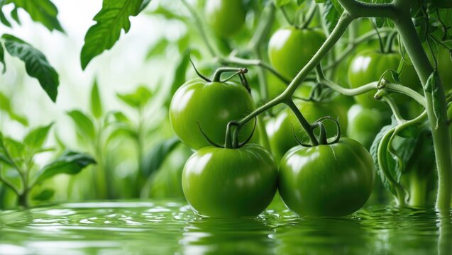 Fresh tomato design with a green background wallpaper