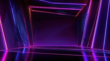 Abstract Neon Corridor: A Futuristic Digital Art