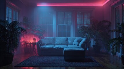 Neon Nights: A Mystical Living Room