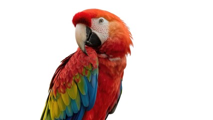 Fototapeta premium Colorful parrot sitting amidst rainforest foliage