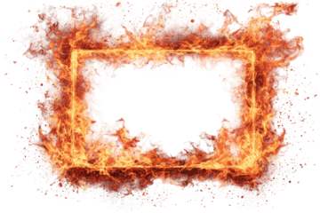 Fiery orange-red rectangular frame against a black background