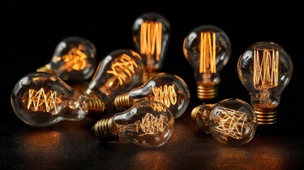 Glowing Vintage Edison Bulbs: A Dark Background