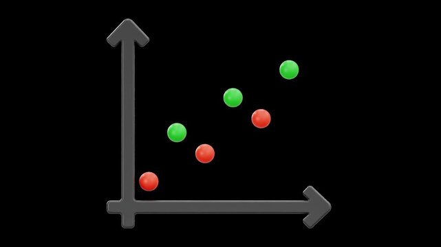 Data Points Scatter Plot Graph 3D Animation, Alpha Channel