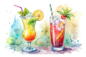 Watercolor cocktails & summer drinks
