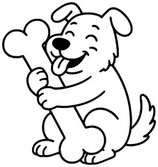Cartoon dog with bone