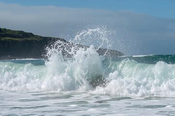 Fototapeta premium Natural water feature known as Thors well by the ocean