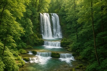 Obraz premium A magnificent waterfall showcasing the splendor of natural landscapes for outdoor enthusiasts