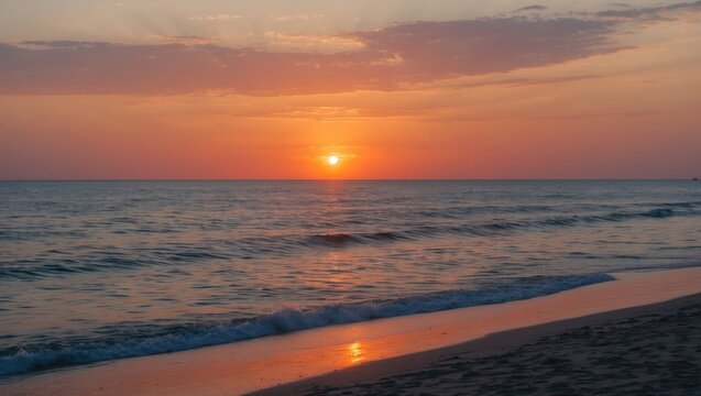 Kebumen shoreline during sunset with a tranquil atmosphere