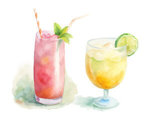 Watercolor cocktails & summer drinks
