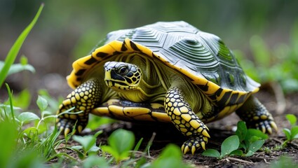 Naklejka premium Yellow-footed terrestrial turtle species