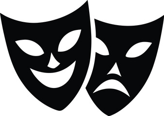 theater masks silhouette vector illustration

