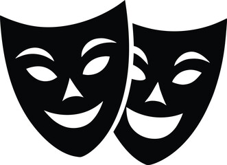 theater masks silhouette vector illustration

