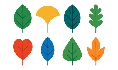 Fototapeta premium Colorful collection of stylized autumn leaves in flat design