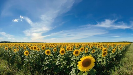Obraz premium Vibrant sunflowers blooming in a natural spring grassland