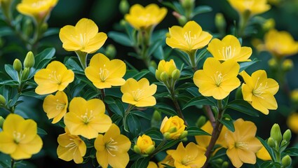 Obraz premium Beautiful yellow blooms of Ashoka ixora plant