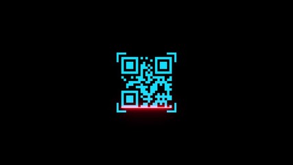 QR code animation. scan QR code motion.  QR code in a scanner with a laser beam. Digital Scanning the QR code 4k video. - Powered by Adobe