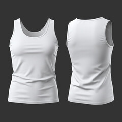 White Tank Top Front and Back View with black background