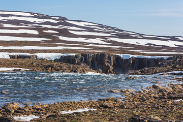 River Bunisyak. Polar day on Putorana Plateau, Taimyr. Russia