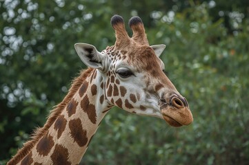 Obraz premium Distinctive giraffe coat markings help manage body temperature by holding heat in dark areas and dispersing it when cooler.