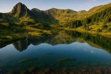 Fototapeta premium Seven Iconic Lakes Set in a Mountain Range