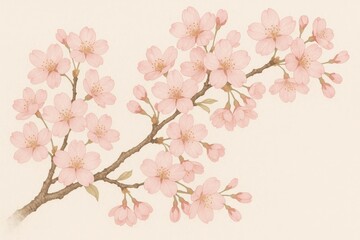 Obraz premium Japanese cherry blossom branch with delicate pink petals in full spring bloom