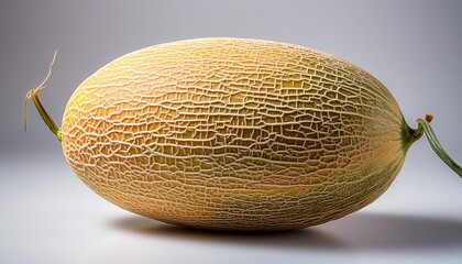 melons hami melon a whole hami melon with a netted beige skin and slightly oblong shape isolated on transparent backdrop