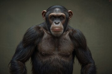 Fototapeta premium The strong ape is showcasing its robust muscles driven by passion.