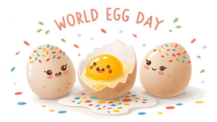 Happy World Egg Day! Cute Cartoon Eggs with