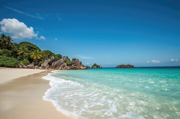 Fototapeta premium Scenic coastal vista of a tropical beach