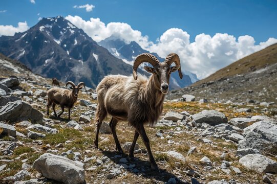 The bharal, also known as the blue sheep, elegantly navigates mountainous terrains, camouflaging among stones and embodying the strength of the natural world.