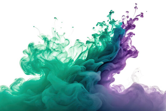 Colorful ink cloud explosion isolated on transparent background