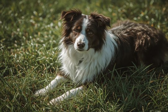 A Border Collie standing on lush green grass
