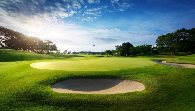 golf course with hole and fairway