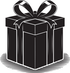 Gift Box with ribbon, black gift box silhouette icon vector illustration white background